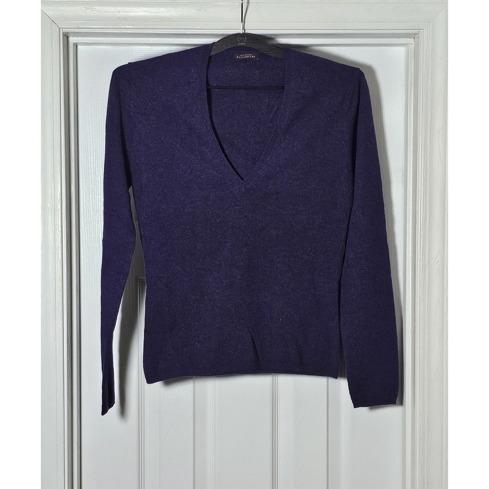 Ballantyne V Neck‎ Cashmere Sweater Women's Size 36 Small Purple Scotland